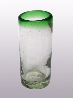  / Emerald Green Rim 2 oz Tequila Shot Glasses 